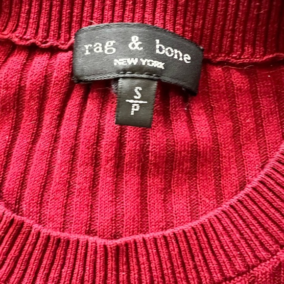 Rag & Bone Red Ribbed Knit Short Sleeve Top | Size S - Picture 4 of 4